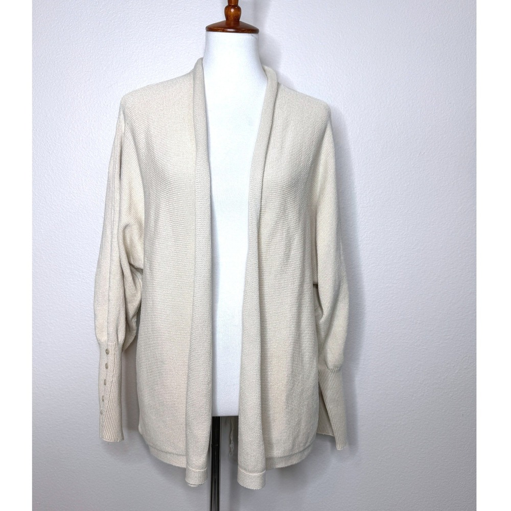 PURE JILL J. JILL Open Front Cardigan 3X Cream Cotton Blend Core Wardrobe